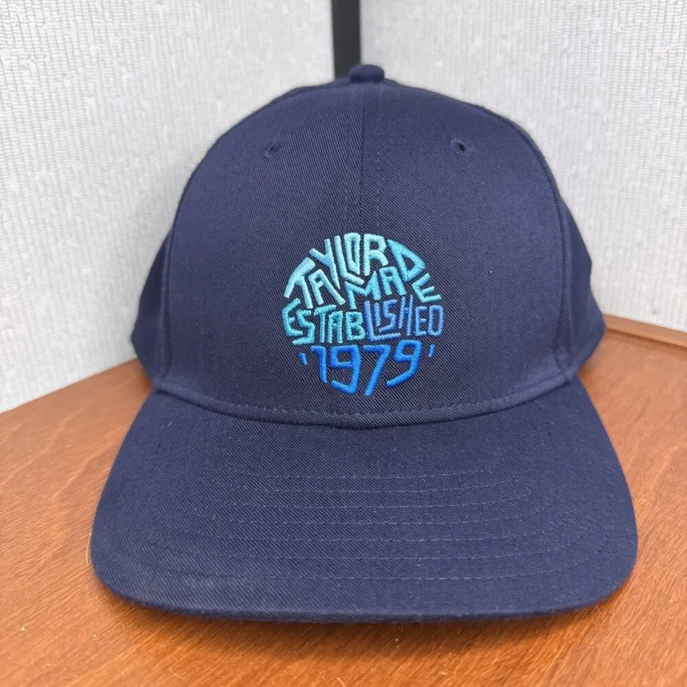 TaylorMade Golf Hat Mens Established 1979 Logo Navy Blue Snapback Cap Adjustable